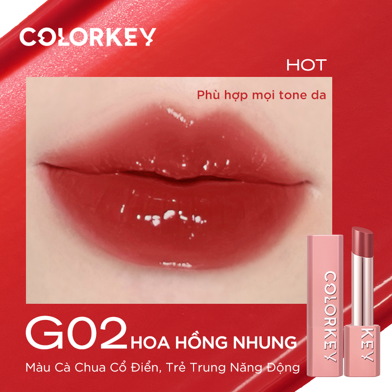 Balsem Bibir Berwarna COLORKEY Melembapkan Bibir, Membetulkan Warna Bibir Cerah 3g