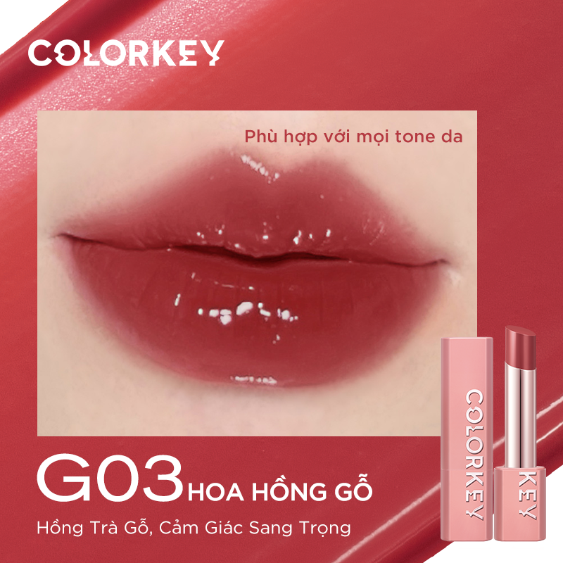 Balsem Bibir Berwarna COLORKEY Melembapkan Bibir, Membetulkan Warna Bibir Cerah 3g