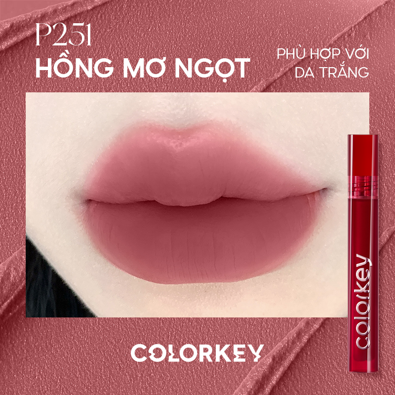 Son Kem Velvet COLORKEY Phiên Bản Nâng Cấp 3.0 Chất Son Mỏng Mịn, Bền Màu Mềm Mượt Trên Môi 3g