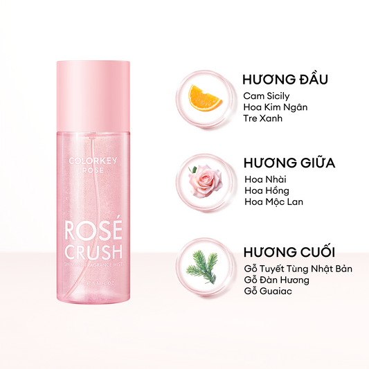 Xịt Thơm Toàn Thân COLORKEY ROSÉ CRUSH Hương Thơm Ngọt Ngào, Tươi Mới 100ml