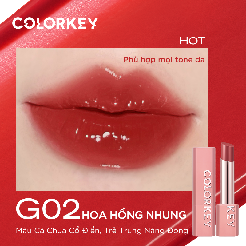 Balsem Bibir Berwarna COLORKEY Melembapkan Bibir, Membetulkan Warna Bibir Cerah 3g 