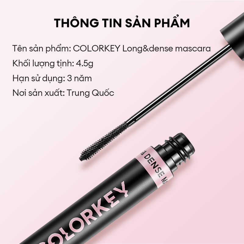 Mascara COLORKEY Hỗ Trợ Giúp Mi Dài Và Tơi, Tạo Cảm Giác Tự Nhiên, Nhanh Khô, Không Lem Trôi 4.5g