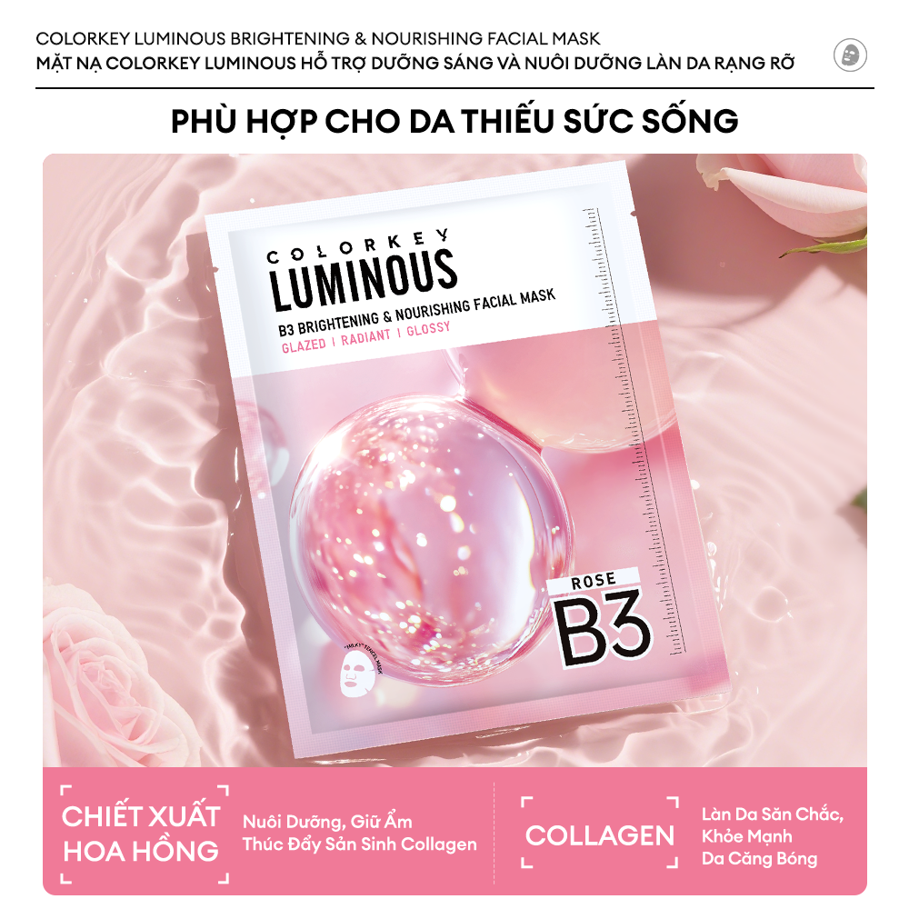 [NEW] 1 Hộp 10 Miếng Mặt Nạ Giấy COLORKEY LUMINOUS B3 Thế Hệ Mới, Hỗ Trợ Dưỡng Sáng Da Mịn Màng 30ml/miếng