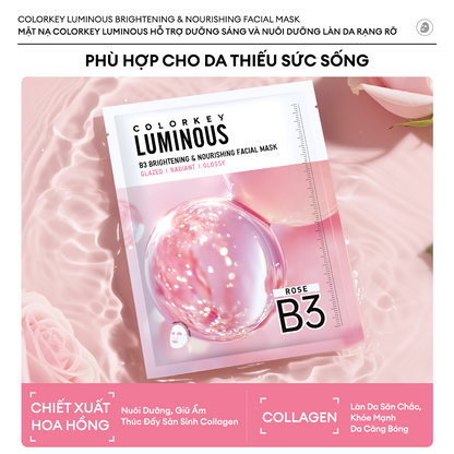 [NEW] 1 Hộp 10 Miếng Mặt Nạ Giấy COLORKEY LUMINOUS B3 Thế Hệ Mới, Hỗ Trợ Dưỡng Sáng Da Mịn Màng 30ml/miếng