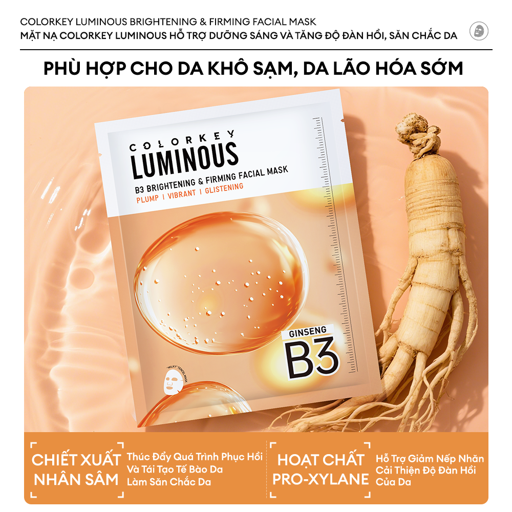 [NEW] 1 Hộp 10 Miếng Mặt Nạ Giấy COLORKEY LUMINOUS B3 Thế Hệ Mới, Hỗ Trợ Dưỡng Sáng Da Mịn Màng 30ml/miếng