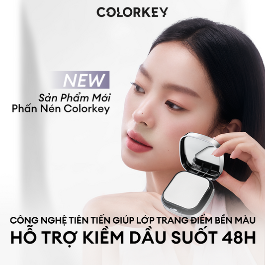 Phấn Nén COLORKEY Kết Cấu Mỏng Nhẹ, Giúp Lớp Trang Điểm Lâu Trôi, Hỗ Trợ Kiềm Dầu, Hiệu Ứng Tự Nhiên 12g
