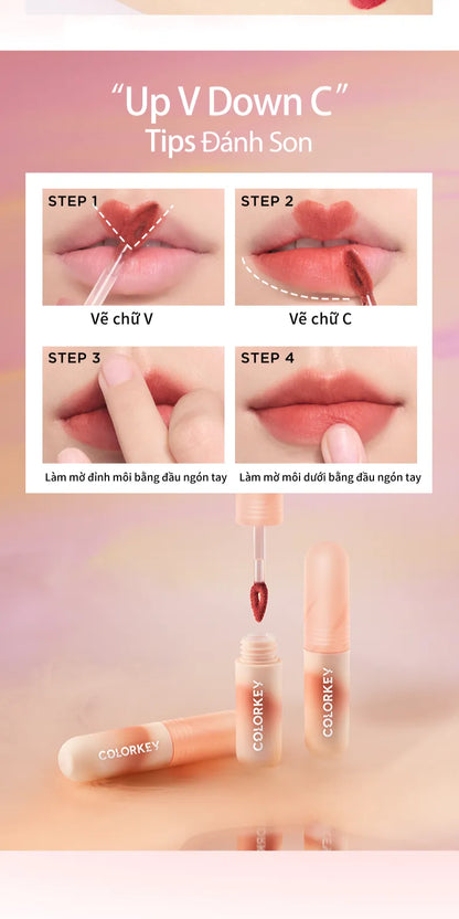 Son Kem Bùn COLORKEY Lip Mud Chất Son Mềm Mịn Che Vân Môi Tốt, Màu Sắc Thời Thượng 2g