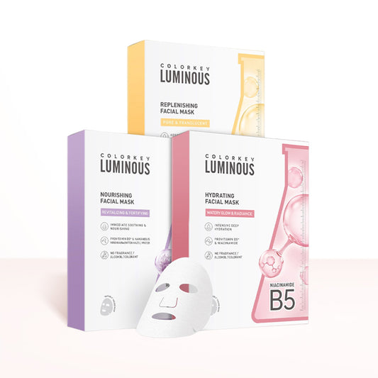 Kombo 3 Kotak 3 Warna COLORKEY LUMINOUS Vitamin B5 Paper Mask Membantu Melembapkan dan Memulihkan Kulit dengan Banyak Nutrien 25ml/keping 