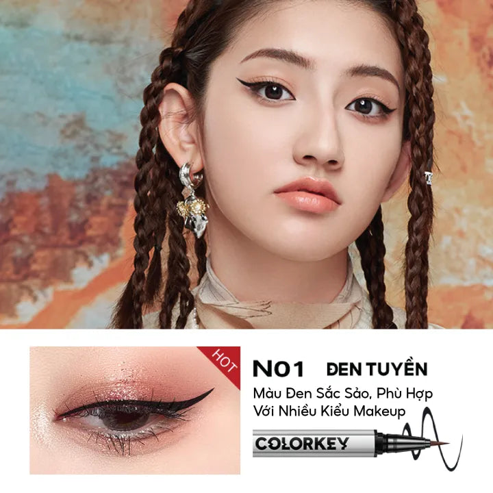 COLORKEY Liquid Eyeliner Pen with Thin Brush Tip, Not Easy to Split, Easy to Control Ink Lines, Suitable for Beginners 0.5ml