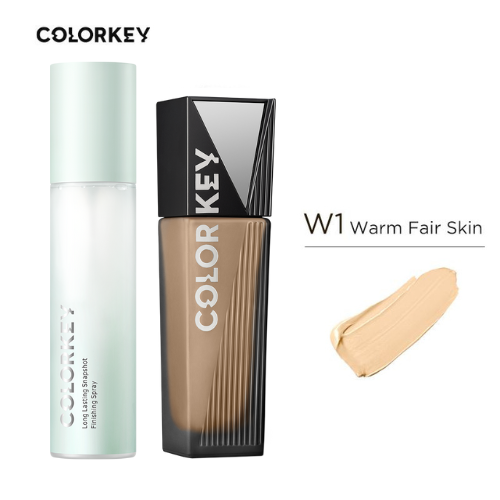 Combo 1 Chai Kem Nền COLORKEY Dạng Lỏng Cho Da Dầu 30g & 1 Xịt Khóa Nền COLORKEY Tia Sương Mềm Mại Giúp Khóa Chặt Lớp Trang Điểm100ml/chai