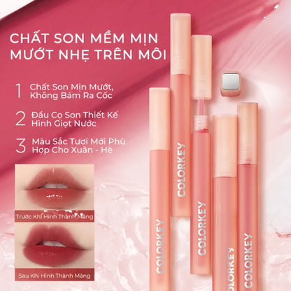 Son COLORKEY Watery Tint Bền Màu Lâu Trôi, Không Dính Cốc, Siêu Mịn Môi 1.8g