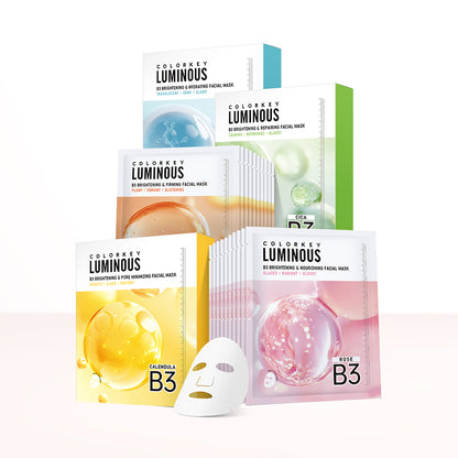 [NEW] 1 Hộp 10 Miếng Mặt Nạ Giấy COLORKEY LUMINOUS B3 Thế Hệ Mới, Hỗ Trợ Dưỡng Sáng Da Mịn Màng 30ml/miếng