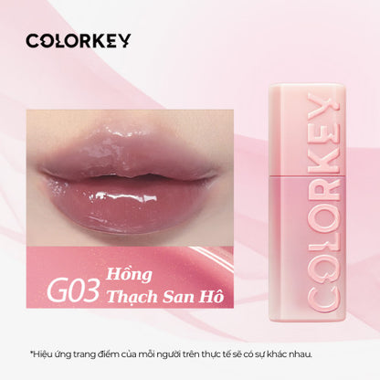 Son Bóng 3-D COLORKEY Vỏ Hồng Tạo Hiệu Ứng Môi Căng Mọng Đầy Đặn 3ml