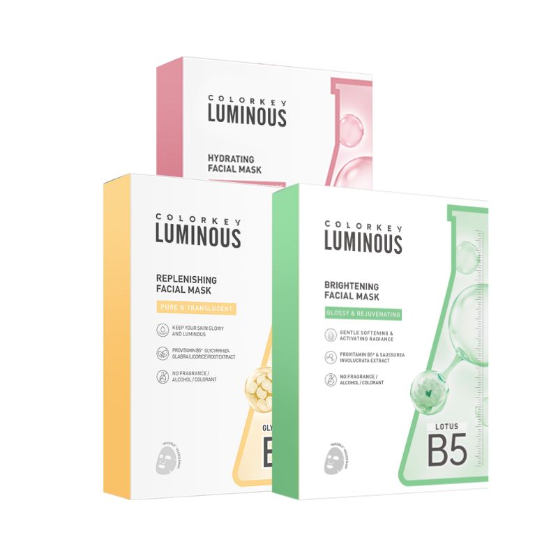 Kombo 3 Kotak 3 Warna COLORKEY LUMINOUS Vitamin B5 Paper Mask Membantu Melembapkan dan Memulihkan Kulit dengan Banyak Nutrien 25ml/keping 