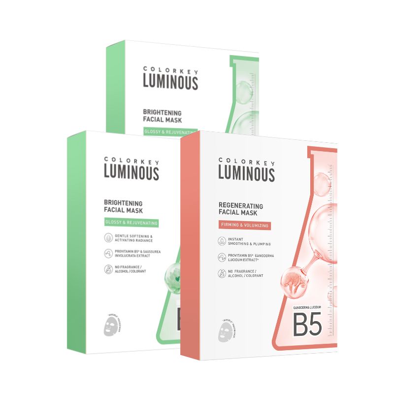 Kombo 3 Kotak 3 Warna COLORKEY LUMINOUS Vitamin B5 Paper Mask Membantu Melembapkan dan Memulihkan Kulit dengan Banyak Nutrien 25ml/keping 