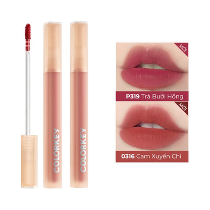 Set 2 Gincu Warna Berair COLORKEY, Warna Tahan Lama, Cawan Tidak Melekat, Gincu Super Licin 1.8g 