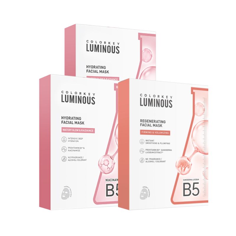 Kombo 3 Kotak 3 Warna COLORKEY LUMINOUS Vitamin B5 Paper Mask Membantu Melembapkan dan Memulihkan Kulit dengan Banyak Nutrien 25ml/keping 