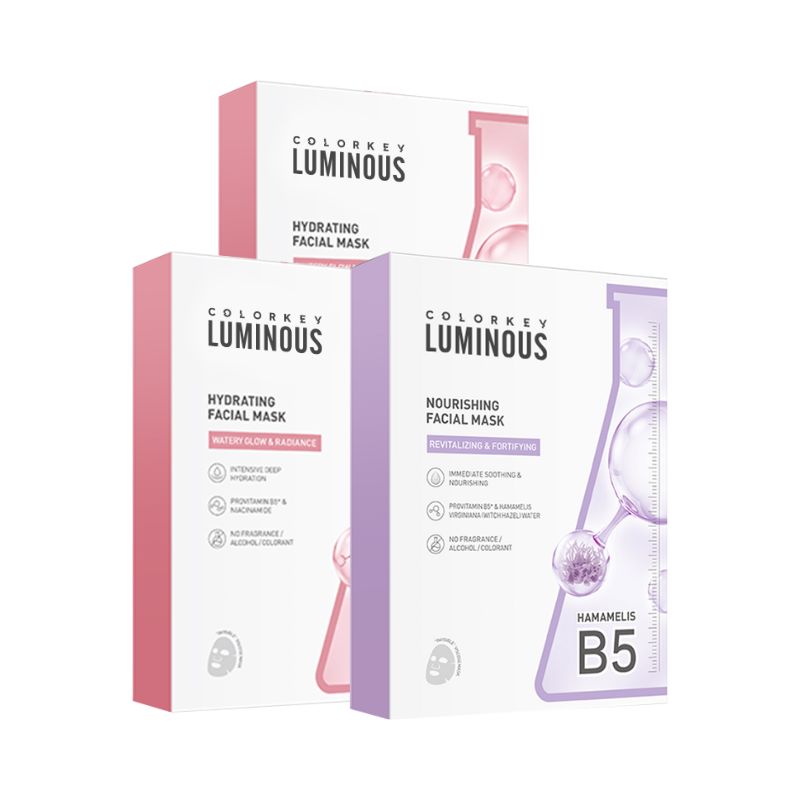 Kombo 3 Kotak 3 Warna COLORKEY LUMINOUS Vitamin B5 Paper Mask Membantu Melembapkan dan Memulihkan Kulit dengan Banyak Nutrien 25ml/keping 