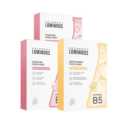 Kombo 3 Kotak 3 Warna COLORKEY LUMINOUS Vitamin B5 Paper Mask Membantu Melembapkan dan Memulihkan Kulit dengan Banyak Nutrien 25ml/keping 