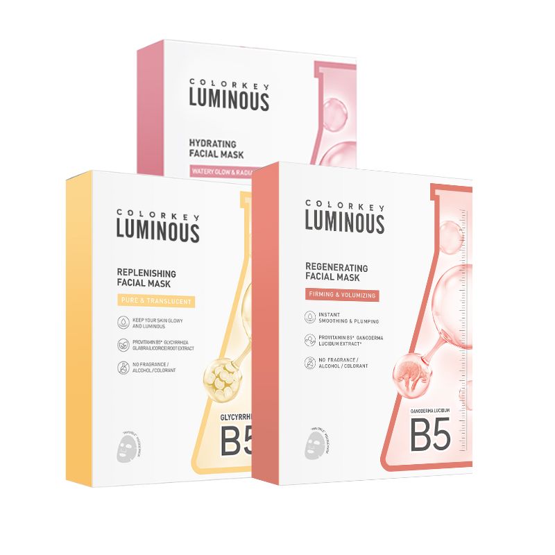 Kombo 3 Kotak 3 Warna COLORKEY LUMINOUS Vitamin B5 Paper Mask Membantu Melembapkan dan Memulihkan Kulit dengan Banyak Nutrien 25ml/keping 