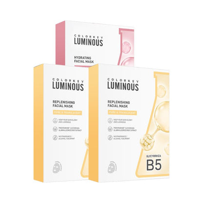 Kombo 3 Kotak 3 Warna COLORKEY LUMINOUS Vitamin B5 Paper Mask Membantu Melembapkan dan Memulihkan Kulit dengan Banyak Nutrien 25ml/keping 