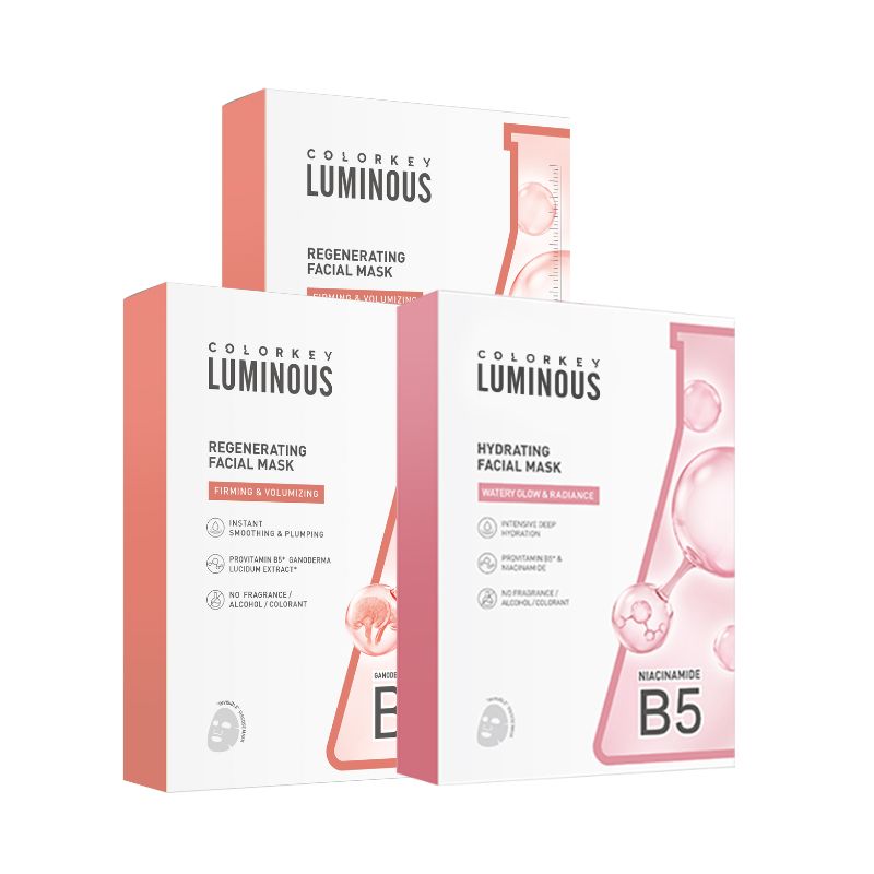 Kombo 3 Kotak 3 Warna COLORKEY LUMINOUS Vitamin B5 Paper Mask Membantu Melembapkan dan Memulihkan Kulit dengan Banyak Nutrien 25ml/keping 