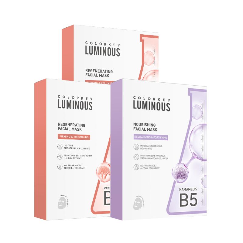 Kombo 3 Kotak 3 Warna COLORKEY LUMINOUS Vitamin B5 Paper Mask Membantu Melembapkan dan Memulihkan Kulit dengan Banyak Nutrien 25ml/keping 