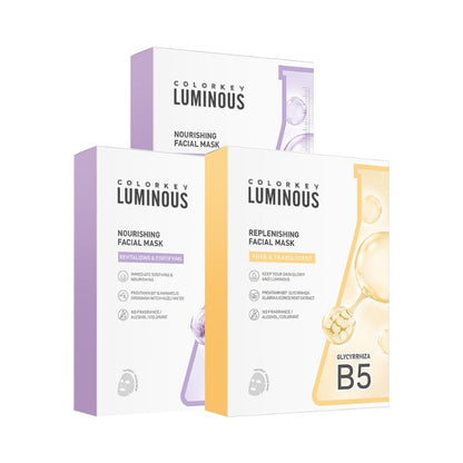 Kombo 3 Kotak 3 Warna COLORKEY LUMINOUS Vitamin B5 Paper Mask Membantu Melembapkan dan Memulihkan Kulit dengan Banyak Nutrien 25ml/keping 