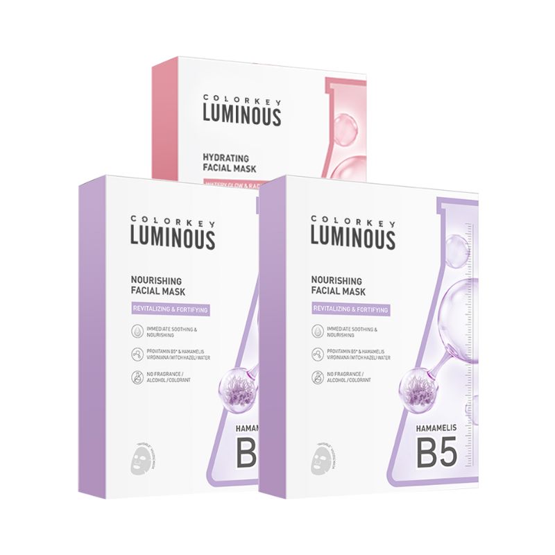 Kombo 3 Kotak 3 Warna COLORKEY LUMINOUS Vitamin B5 Paper Mask Membantu Melembapkan dan Memulihkan Kulit dengan Banyak Nutrien 25ml/keping 