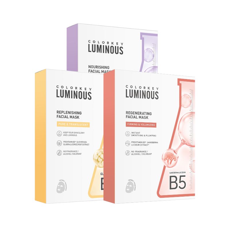 Kombo 3 Kotak 3 Warna COLORKEY LUMINOUS Vitamin B5 Paper Mask Membantu Melembapkan dan Memulihkan Kulit dengan Banyak Nutrien 25ml/keping 