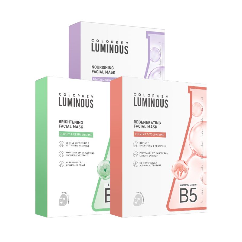 Kombo 3 Kotak 3 Warna COLORKEY LUMINOUS Vitamin B5 Paper Mask Membantu Melembapkan dan Memulihkan Kulit dengan Banyak Nutrien 25ml/keping 