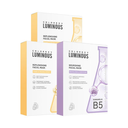 Kombo 3 Kotak 3 Warna COLORKEY LUMINOUS Vitamin B5 Paper Mask Membantu Melembapkan dan Memulihkan Kulit dengan Banyak Nutrien 25ml/keping 