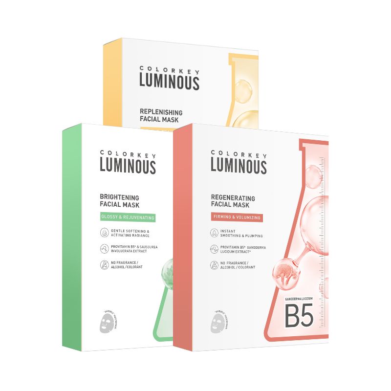 Kombo 3 Kotak 3 Warna COLORKEY LUMINOUS Vitamin B5 Paper Mask Membantu Melembapkan dan Memulihkan Kulit dengan Banyak Nutrien 25ml/keping 