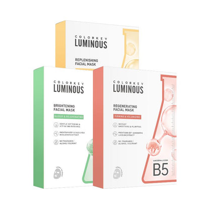 Kombo 3 Kotak 3 Warna COLORKEY LUMINOUS Vitamin B5 Paper Mask Membantu Melembapkan dan Memulihkan Kulit dengan Banyak Nutrien 25ml/keping 